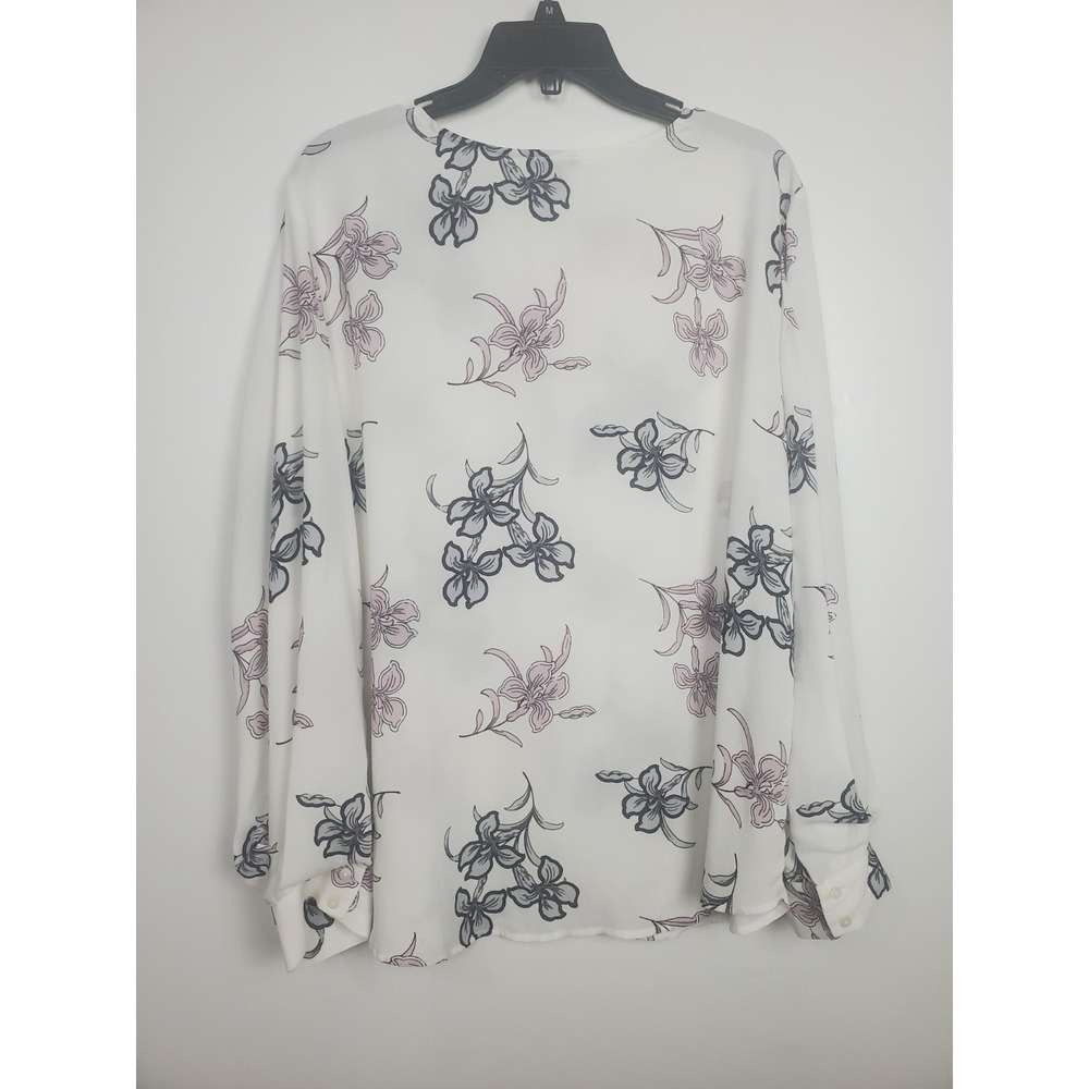 Ann Taylor Factori Siz XL Womens Floral Long Sleeve Lightweight Flowy Top Blouse - Picture 2 of 10